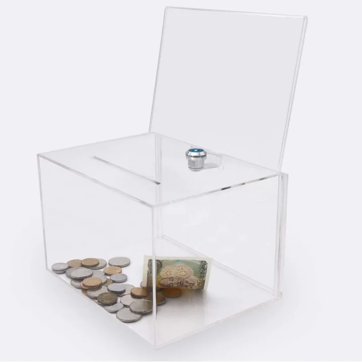 Label Clip  Acrylic Donation Boxes Charity Charity Donation Ball Box