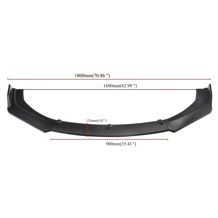 DTOUCH  3PCS  Universal Car Front Bumper Lip Body Kit Matt Black Universal Front Bumper Lip For Sedan Coupe Cars Exterior part