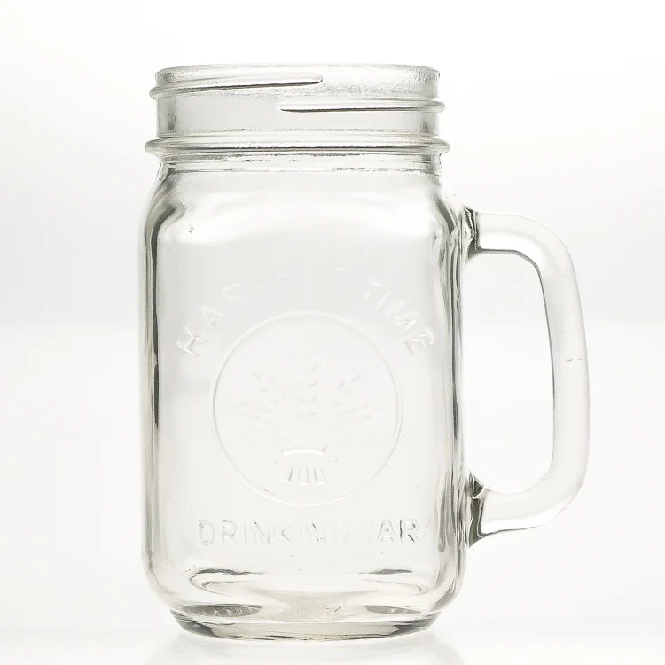 Factory Direct Wholesale 400ml Square Beverage Jars 13oz Custom Glass Mason Jars with lids and Handle
