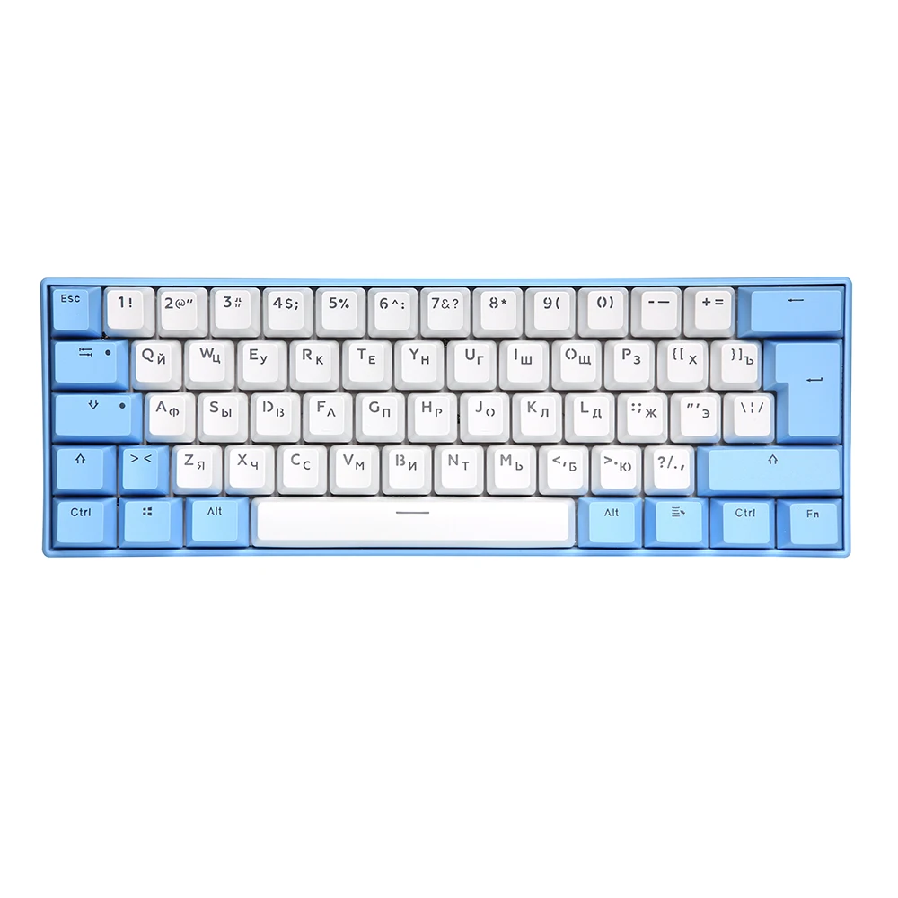 60% russian rgb mechanical keyboard with transparent russian keycaps pink blue cover notebook keyboard for gaming and office