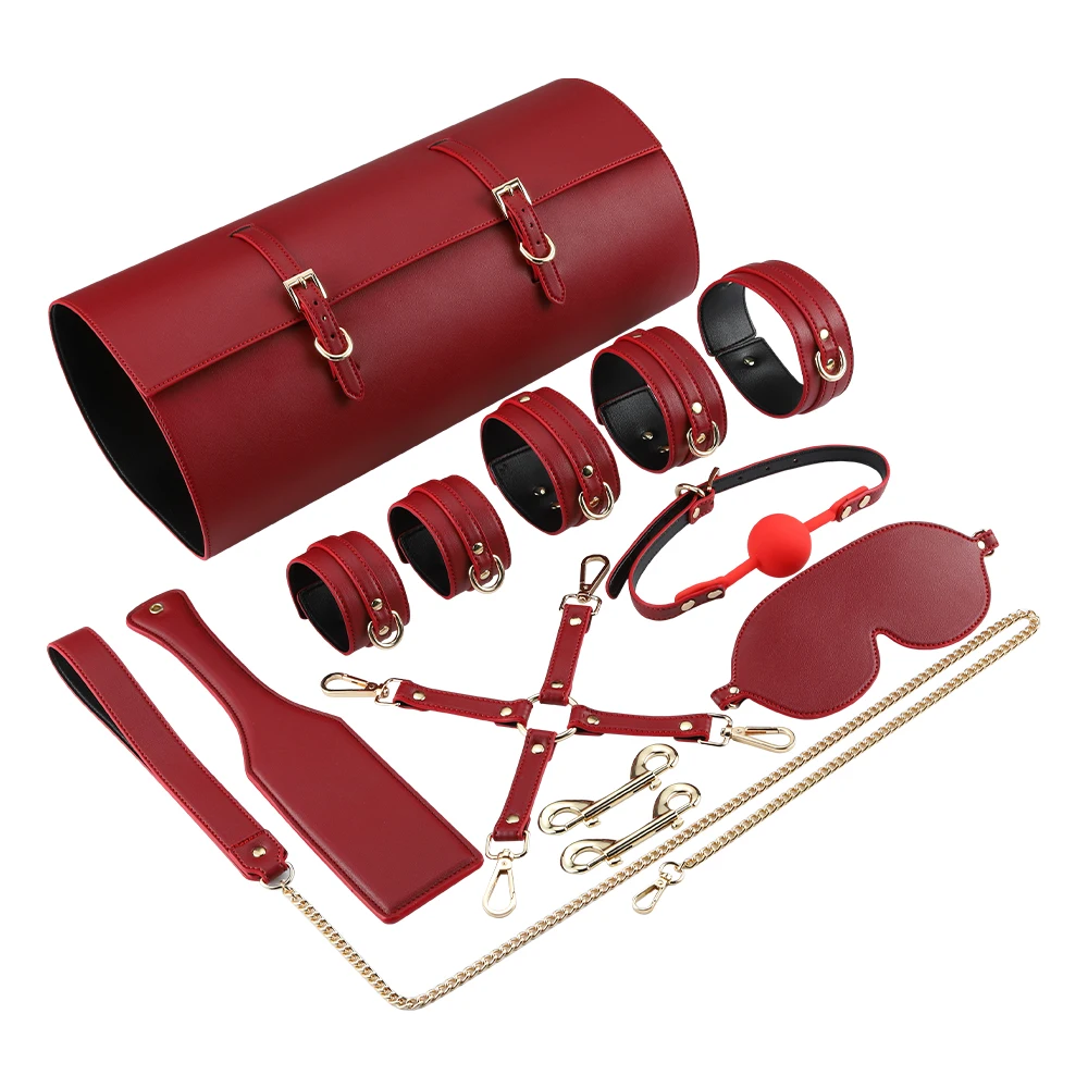 New Leather Bondage Restraints Kit Set Handcuffs Collar slave bondage collar bdsm sex toys