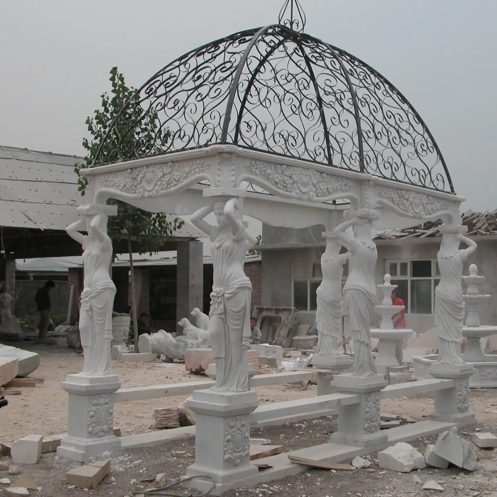Garden Decoration Classical Exquisite Style Stone Sculpture Marble Gazebo