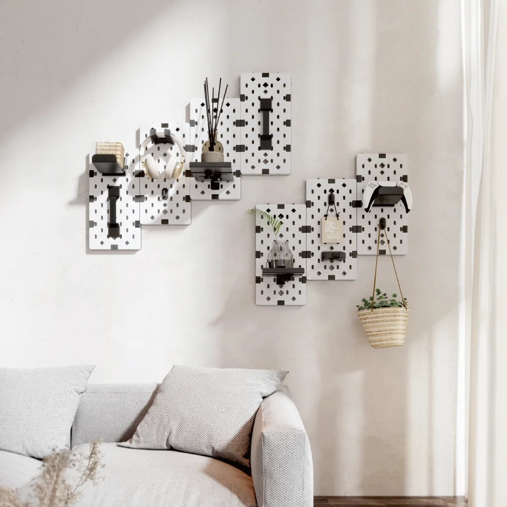 GPB-02 Metal Wall Mounted Gaming Peg Board Pegboard Organizer with Hooks