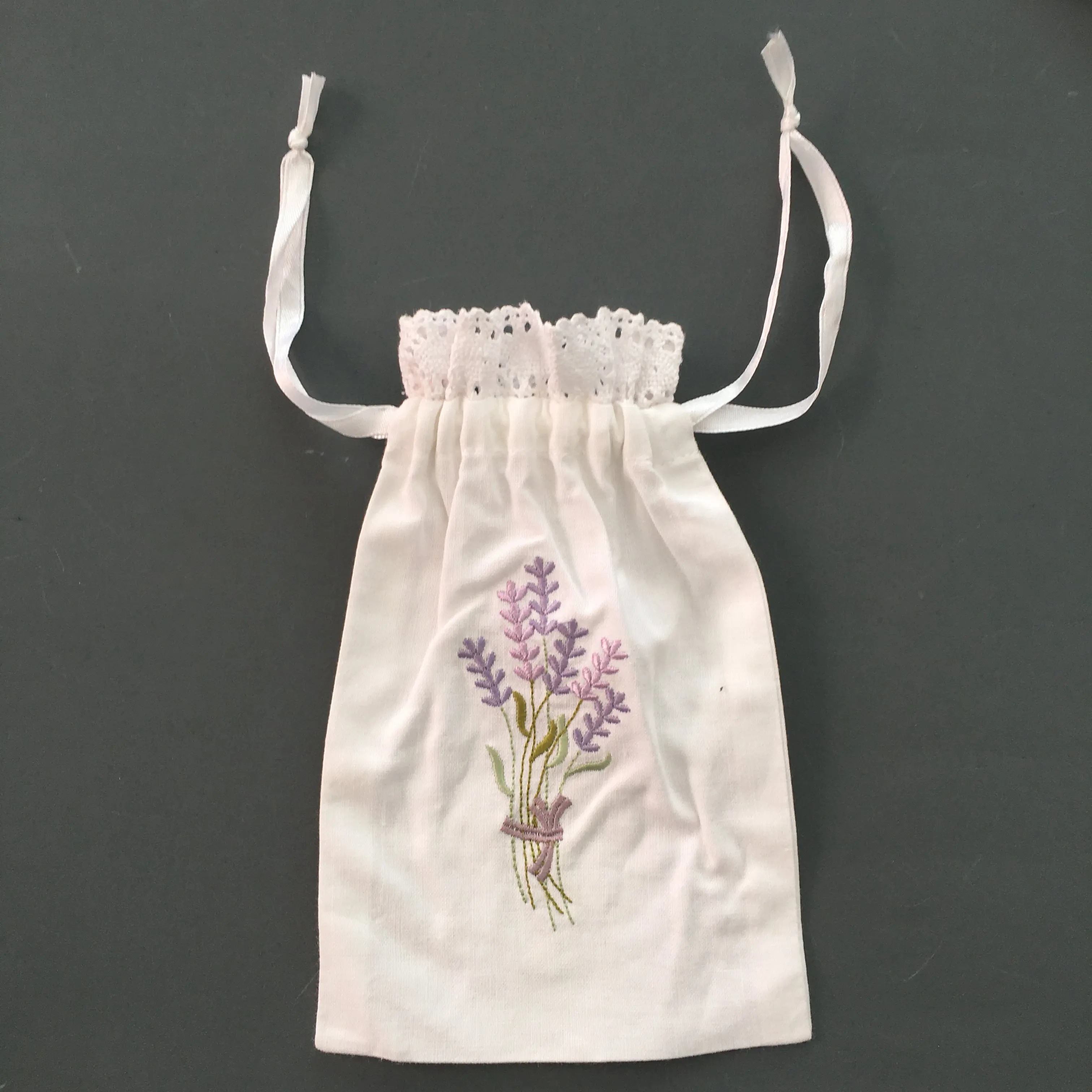 Cotton embroidered lavender Sachet bag Scent bags drawstring bag