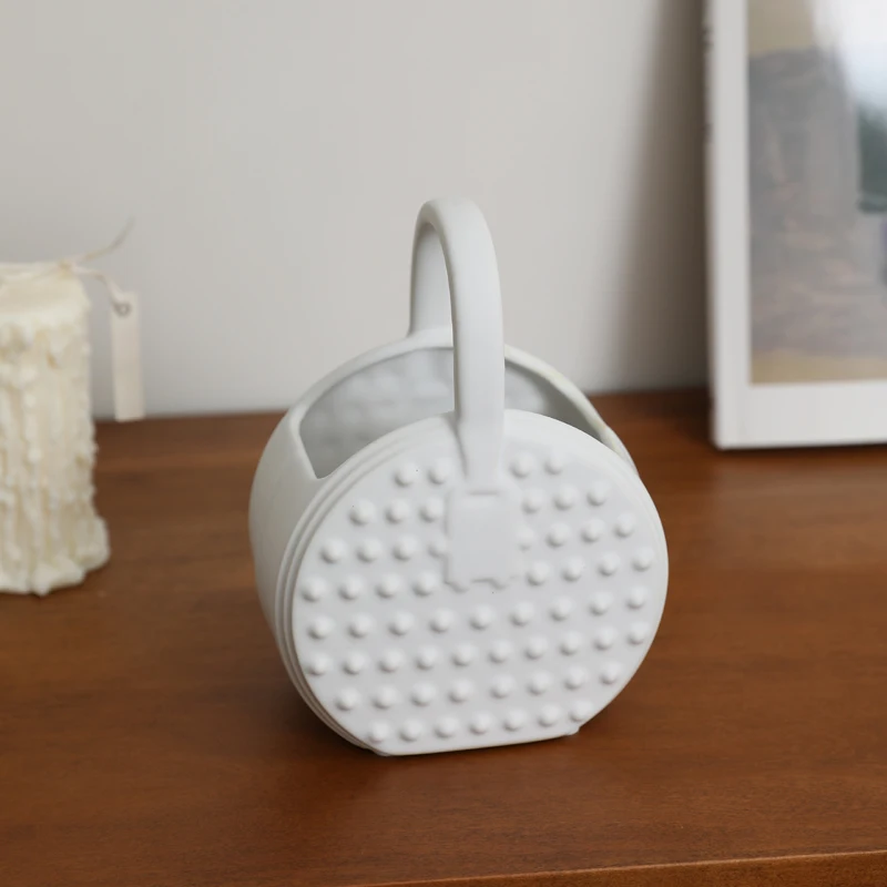 Factory direct commercial Creative Handbag Vase Ceramic Flower Arrangement Desktop Pretty Unique Crafted Bag Vase for Hom Decor