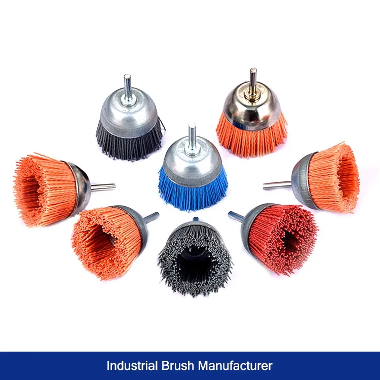 FMT Deburring Polishing Cleaning Industrial ceramic wire Cup brushes with shaft