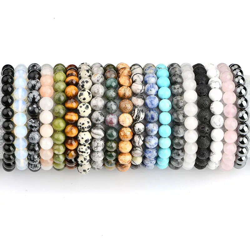 Wholesale Natural 4mm 6mm 8mm 10mm Precious Gemstone Healing Crystal For Men and Women Bracelet