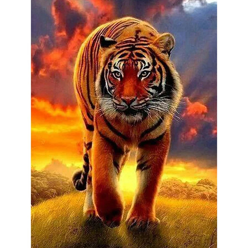 Wholesale Diamond Art Photo Embroidery Cross Stitch For Home Decoration Gifts Animal Tiger DIY 5D Full Diamond Painting Sets