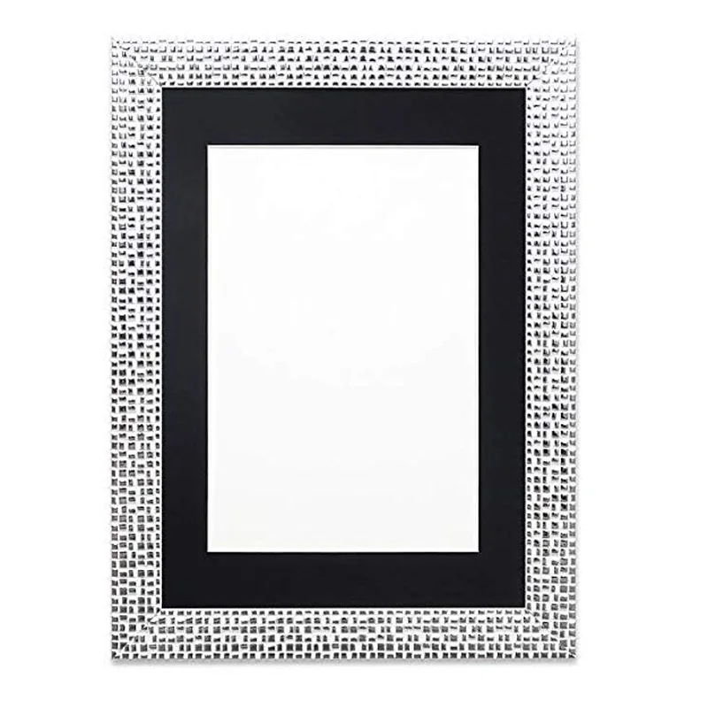 Fashion Colors and Multiple Sizes Flat Bright Modern Black Bling Picture Frame With White Mount