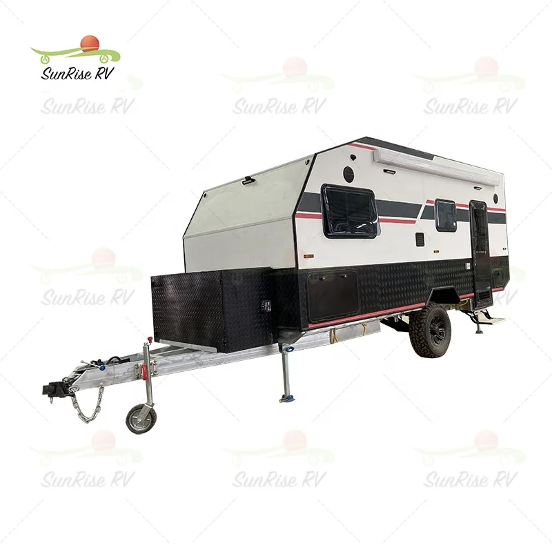 SUNRISE RV Direct Selling Toy Hauler Camper Luxury 4x4 RV Camper Trailer Standard Off Road Travel Caravan With Spare Tire