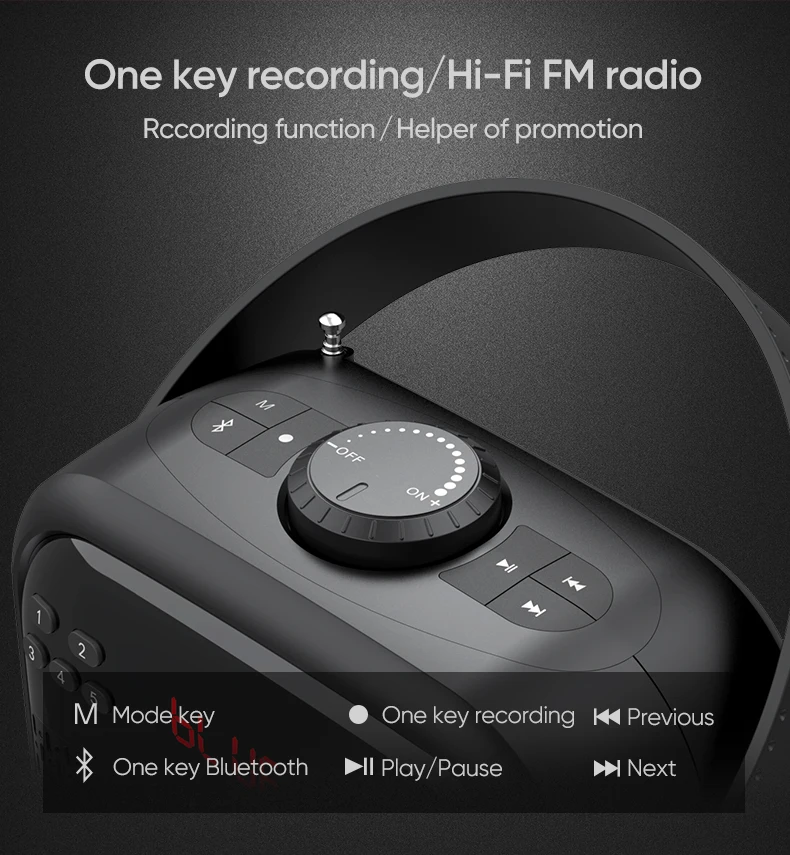 SHIDU Big Power 25W Home Portable Karaoke Speaker FM Radio Portable Subwoof Festival Speaker