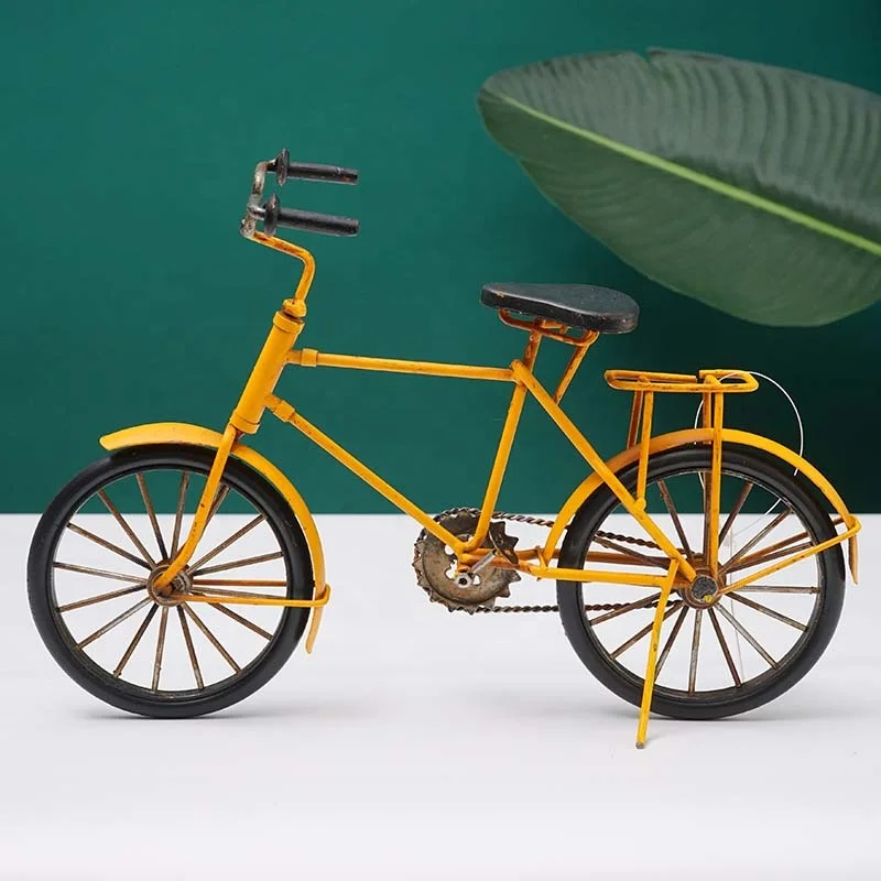 Vintage Metal Crafts For Bar Decor Handmade Red Yellow Retro Bike Model Arts And Crafts Home Decoration Antique