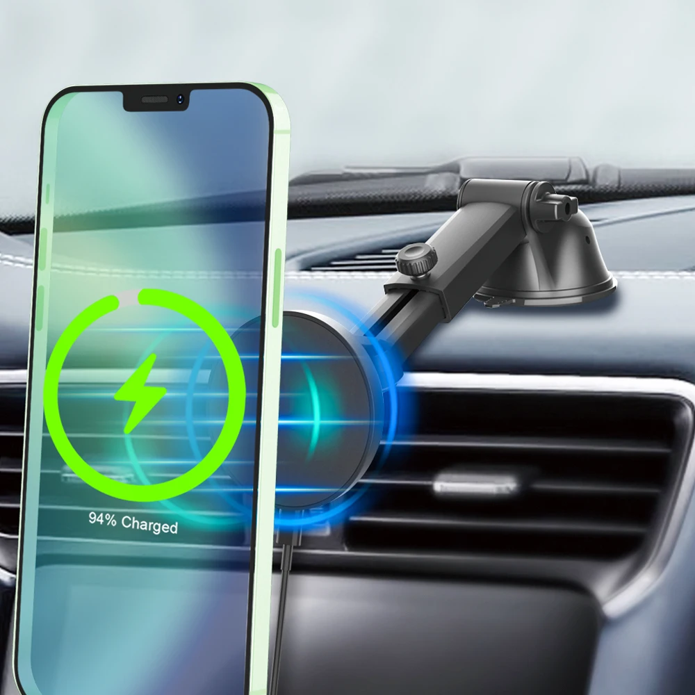 Magnetic Car Dashboard  Phone Holder 15W Qi Fast Wireless Charger Car Phone Holder for Iphone 12Magnetic Car Dashboard  Phone Ho