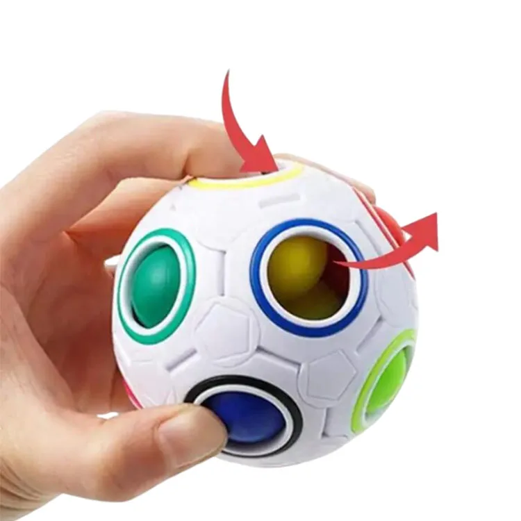 Rainbow Brain Stress Ball Puzzle Fidget Ball Glow Rainbow Ball Colorful Cube Brain Teaser Stress Reliever Toys for Kids Boys