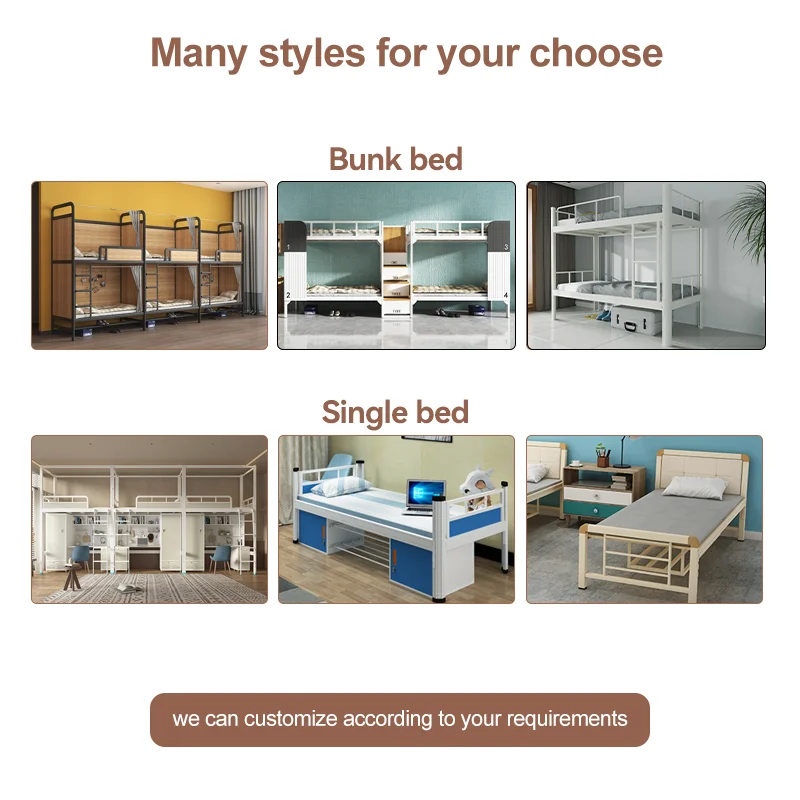 Factory Price Custom design heavy duty metal steel single bed for home frame beds for adult with storage cabinet