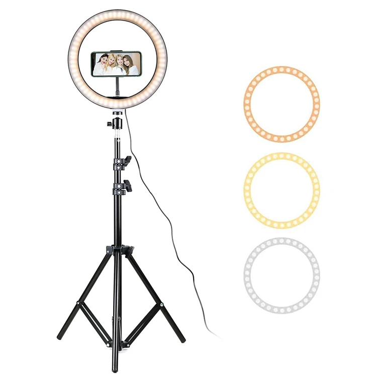 hot sale 26cm LED Selfie Ring Light With 2m Tripod stand  Phone Holder Clip Photography Light For Youtoube Video Ringlight