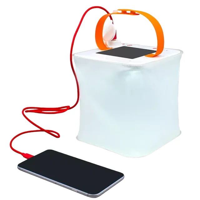 Outdoor Collapsible LED Solar Inflatable Light Folding 100% Waterproof 2-in-1 Phone Charger Battery Camping Lanterns