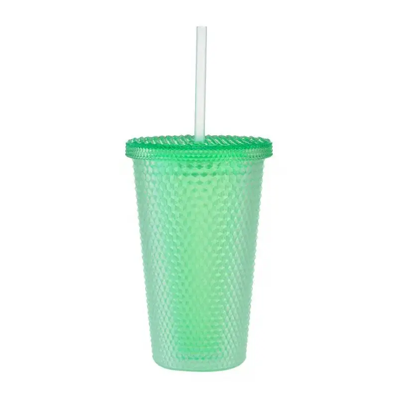 
Starbucks Cup 2021 Colorful Durian Diamond Personalized fashion cut pattern plastic drinking straw cup 