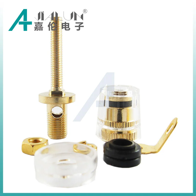 JIALUN Gold Plated Amplifier Speaker Binding Posts Oxidation Resistance Brass Terminal with Transparent Shell for Banana Plugs 4