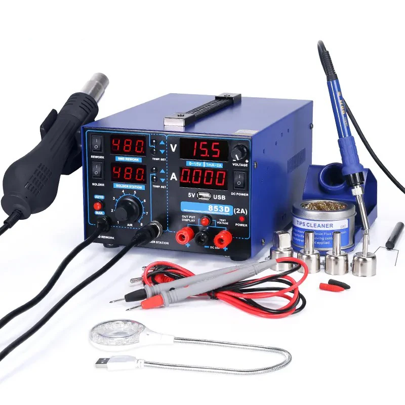 High Quality 3 In 1 Portable ESD Hot Air SMD Rework Soldering Station Professional Mobile Phone Welding Repair Soldering Station