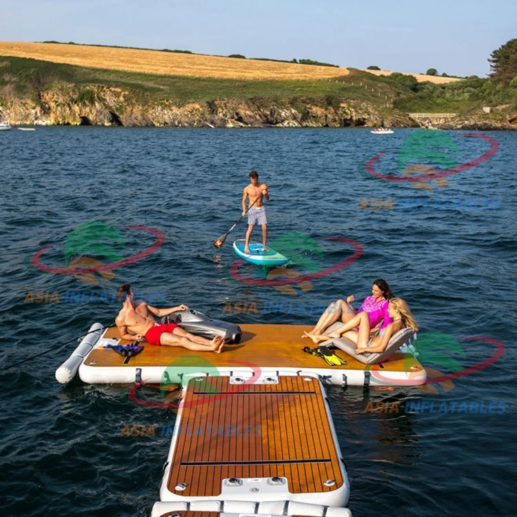 Inflatable Motor Boat Jet Ski Floating Pontoon Dock, inflatable Floating Jetski Dock Platform Island raft island mat