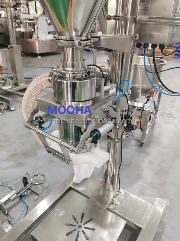 Flour Powder Bag Filling Machine SUS304 Auger Screw Filler Bakery Flour Starch Powder Weighing Filler With Clamp & Sealer