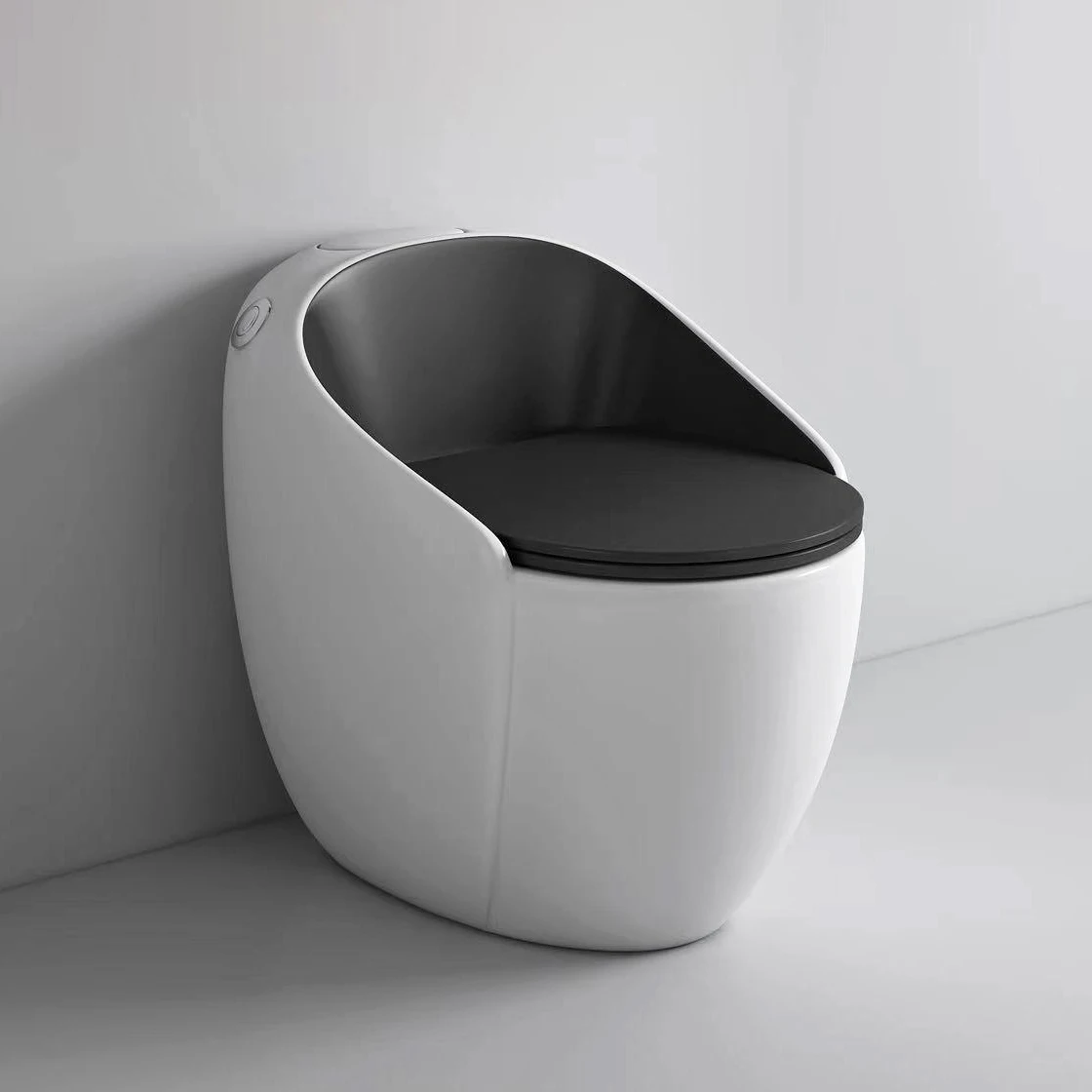 New model modern bathroom white black color s trap one piece egg shaped ceramic WC toilet bowl