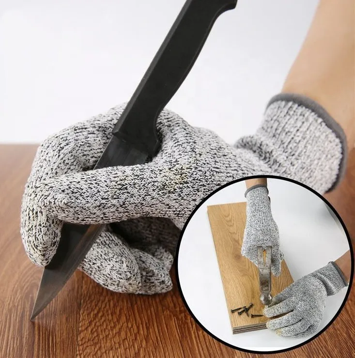 CE EN388 4544 Level 5 Cheap 13G HPPE Safety Kitchen Anti Cut Resistant Glove