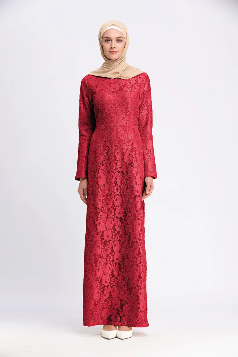 Islamic Clothing Abaya Jilbab High Quality Women Yellow Indonesian Muslim Dress Lace