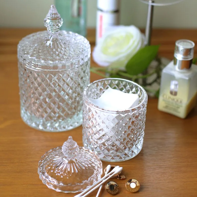 Nordic Style Candle Jar Storage Jar Home Decoration Transparent FJ99860 with Lid Decorative Glass Bedroom Customized Logo Party