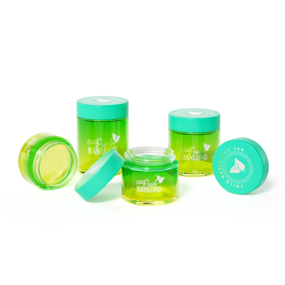 glass jar 1 oz 2 oz 3 oz 4 oz bule green yellow empty air tight child proof smell proof jar