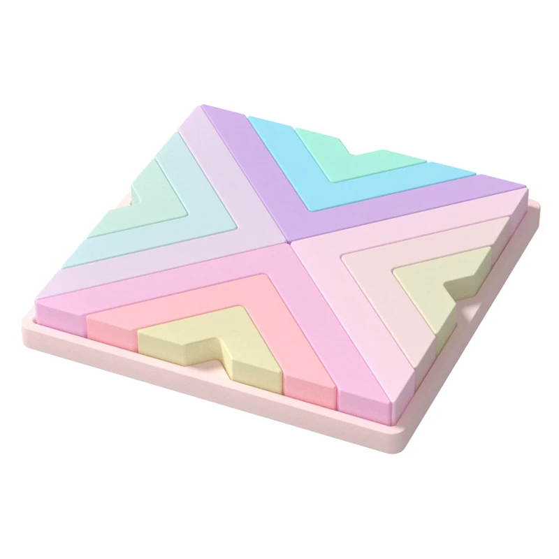 New Hot Geometry Tree Baby Product Food Grade Bpa Free Infant Molar Sensory Pacifier Set Stacking Silicone Teether Toy