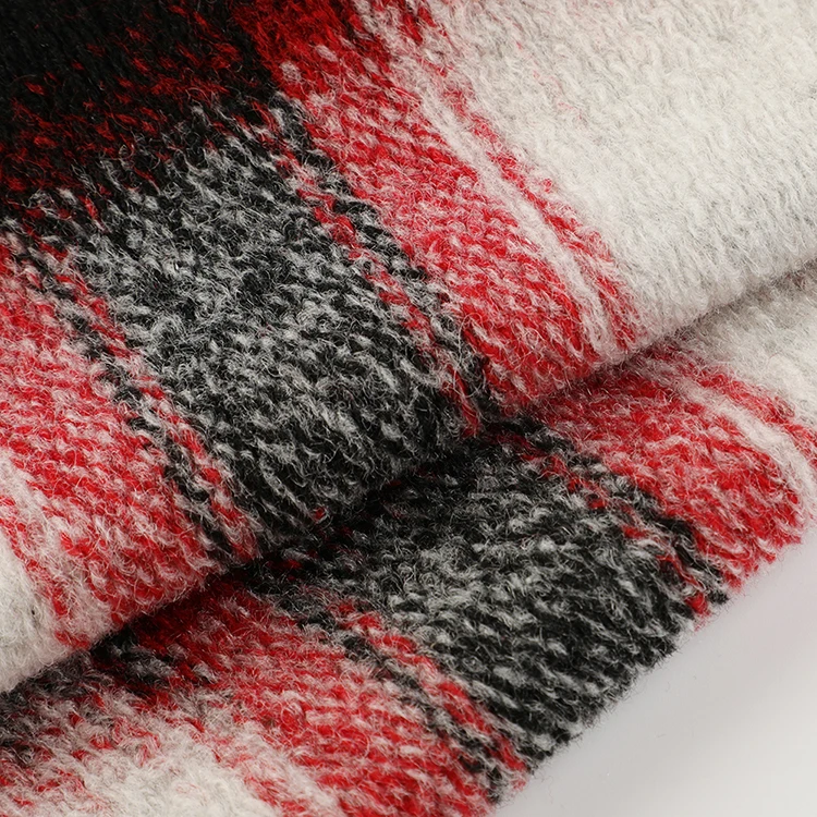 Factory supply quality check soft checker sweater knit polyester wool fabric for sweater