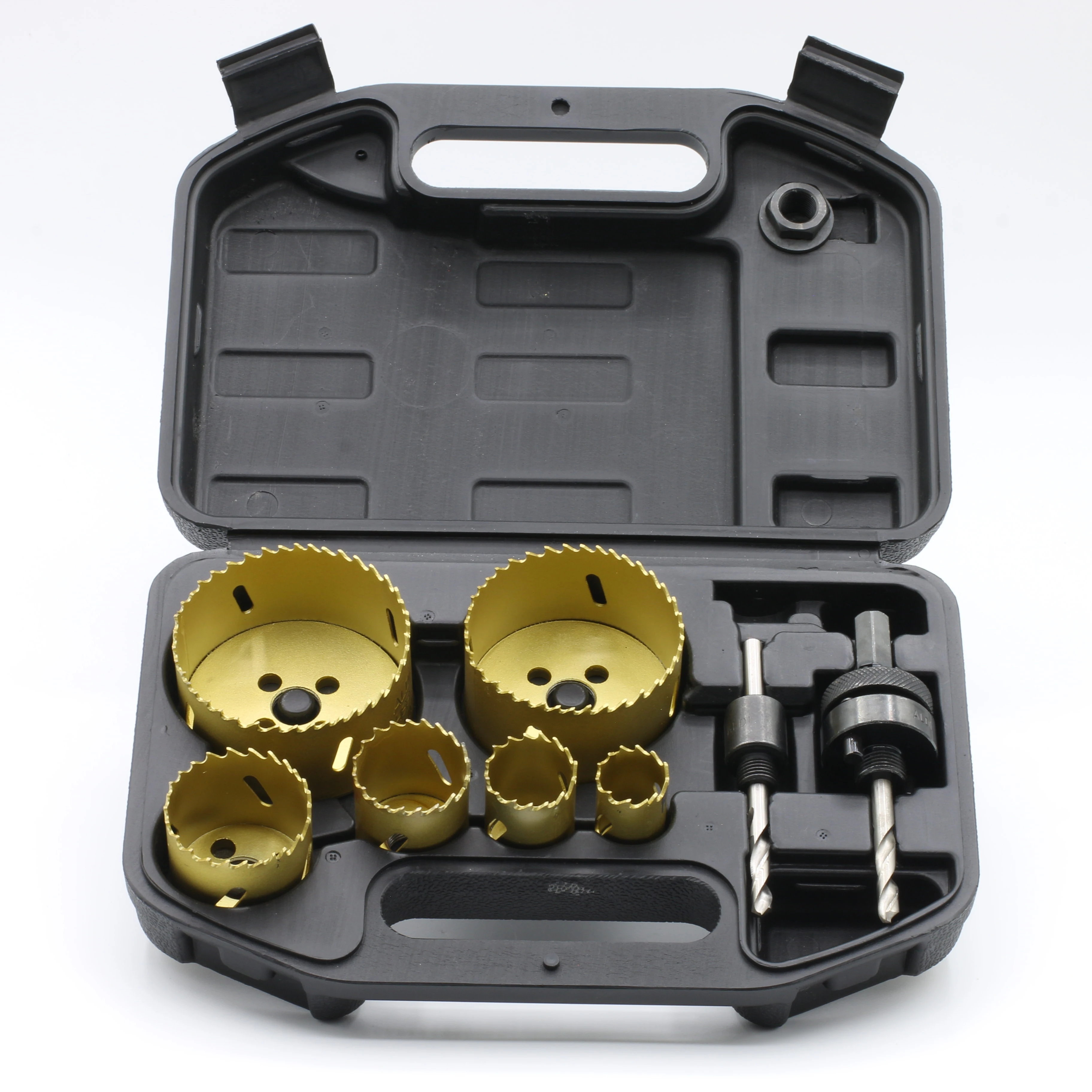 Naili 9 PC bi-metal M42 hole saw Set 22-73mm with Saw Blades Mandrels Drill Bits Installation Plate  in Transparent plastic box