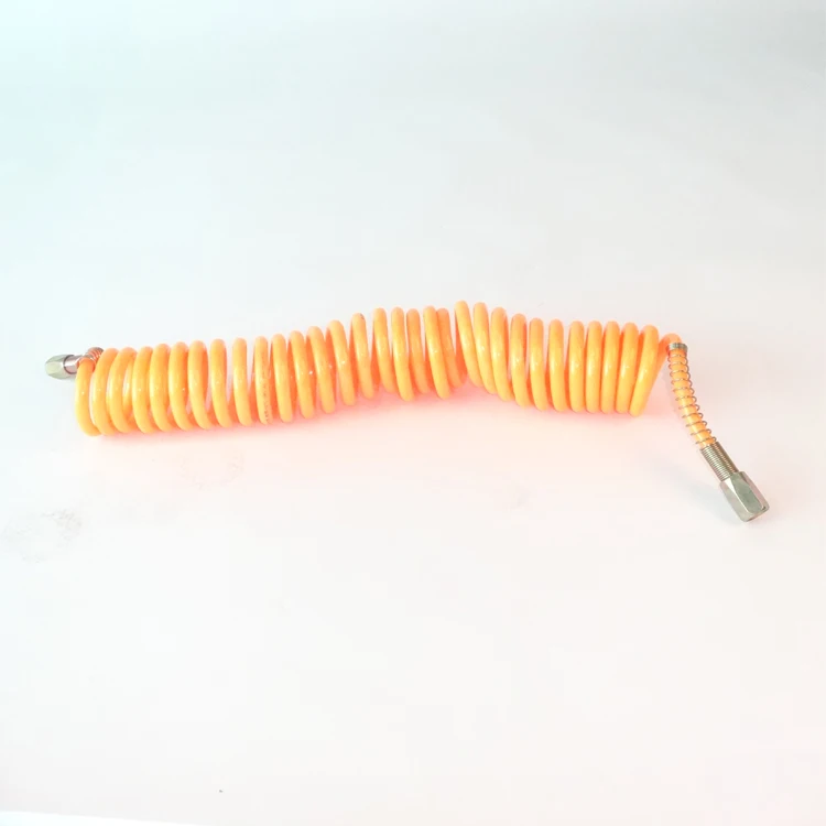 Cost-Effective Truck PU braided Coiled Tube Spring Pneumatic Spiral Air Brake Hose Assembly For Semi Trailer