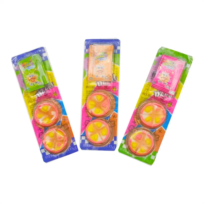 Top Manufacturer Custom Flavor Pizza Gummy Candy with Popping Candy for Snack