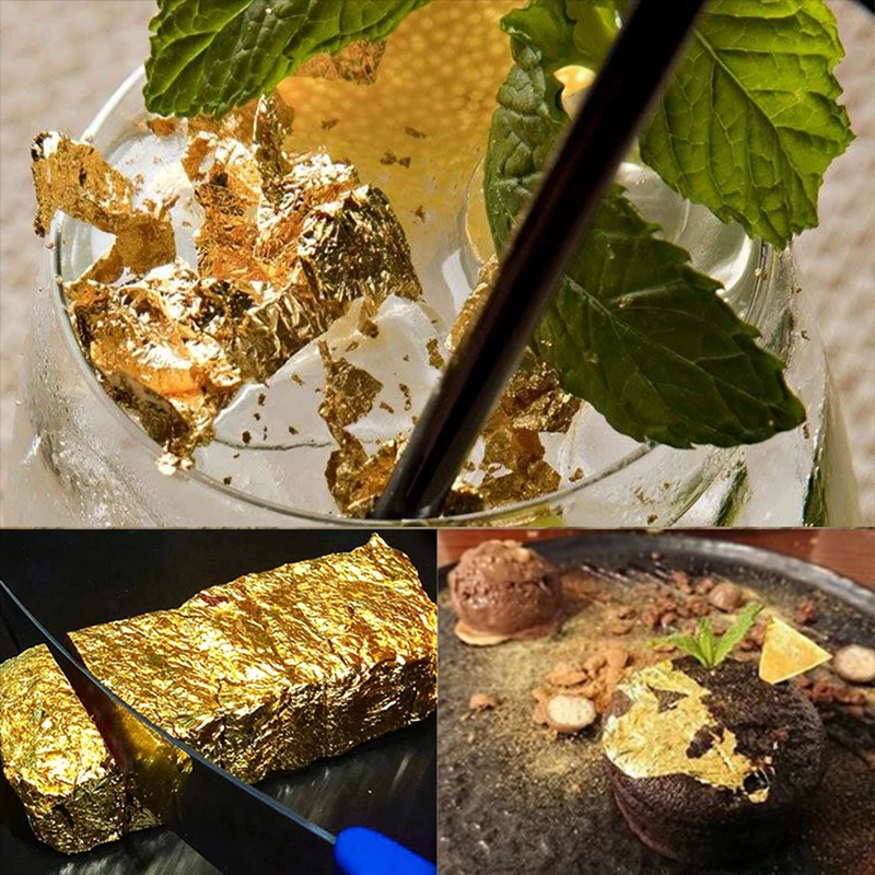 Wholesale 4.3*4.3cm 24K Edible Gold Leaf Sheet For food,Cakes,chocolate,and dessert Decoration