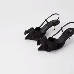 New Arrival Point Toe Casual Bow and Polka dot pattern High Heel Sandals Women