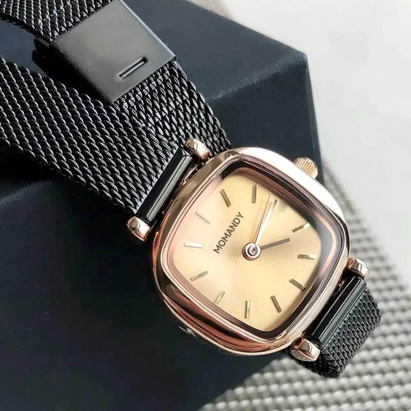 Luxury Ladies Wristwatch Simple Square Gold Dial Quartz Waterproof Fashion Female Bracelet Watch
