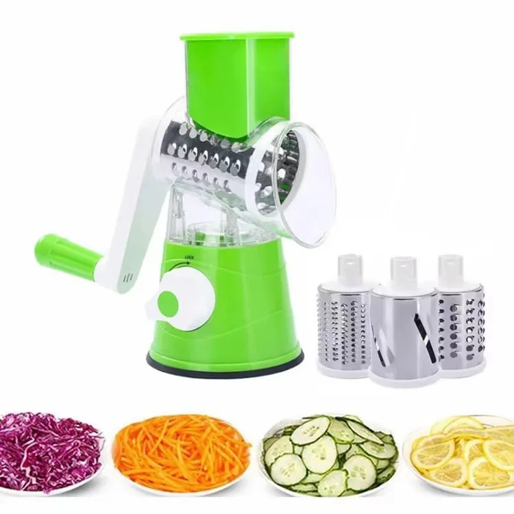 Multifunctional With Handle Round Rotary Cheese Grater Veggie Potato Chopper Fruit Slicer Fruit & Vegetable Cutter