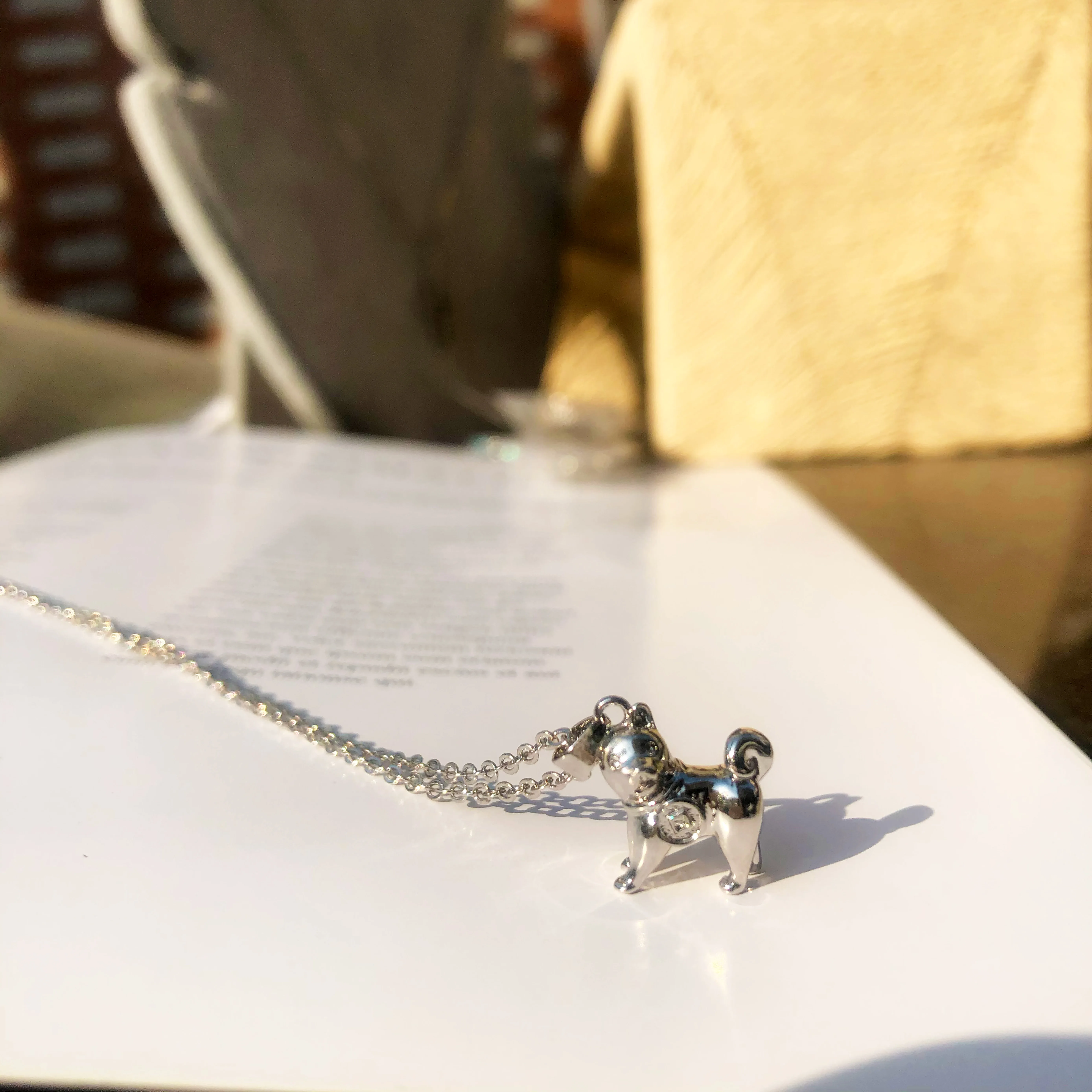 Kawaii Cute Animal Stereo Small Dog Shape Custom Name Without Stones Silver Gold Plating Necklaces Dogs Snake Necklace