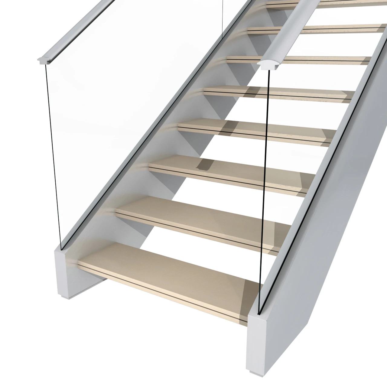 45-100mm Thick Floating Wood Stair Treads Oak Wood Stair Treads Modern Luxury Indoor Wooden Stairs