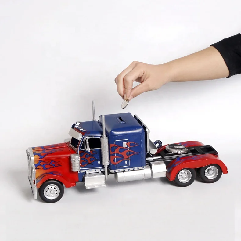 Antique Classic Container Truck Model Retro Vintage Wrought Handmade Metal Crafts For Home/Pub/Cafe Decoration Or Birthday Gift