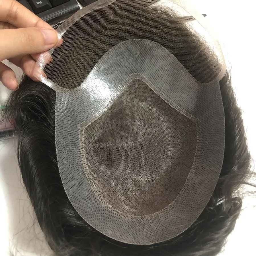 Ready to Ship Products Mono Top with Swiss Lace Front Ver-lace HD Lace Front Wigs Human Hair Toupee for Men