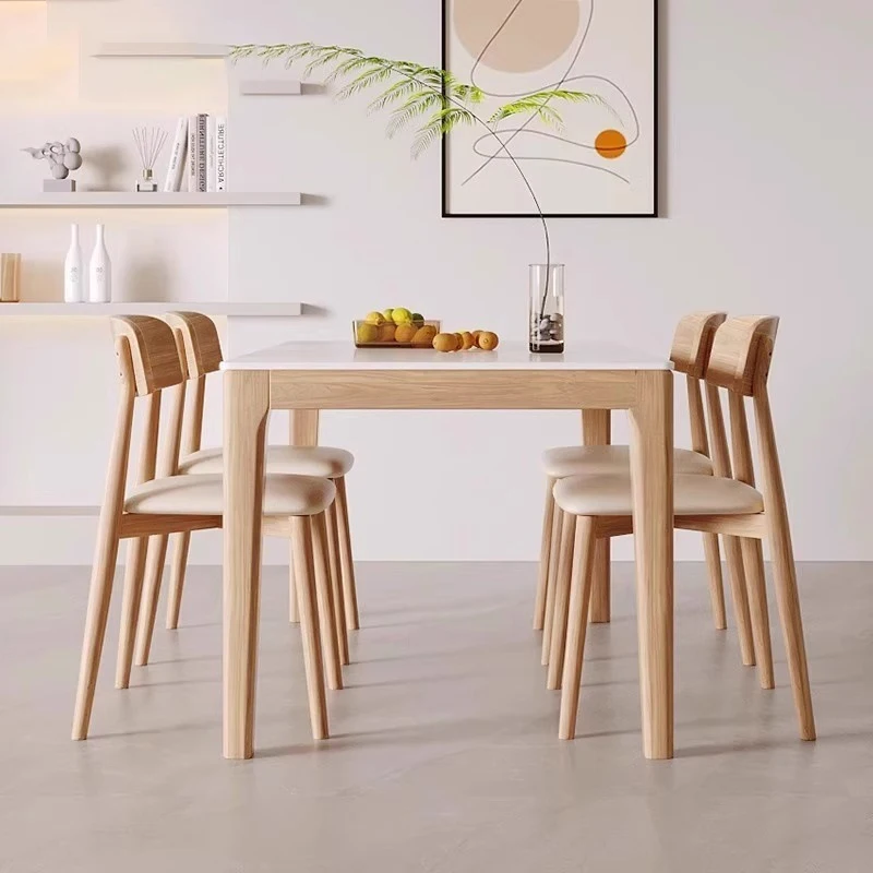 Modern Dining Room Furniture Wood Square Bamboo Dining Room Sets Dining Table With 4 Chairs For Restaurant