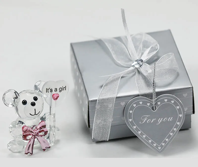 Ywbeyond Crystal Teddy Bear Figurines Ornaments Baby Christening Gifts for Boy girl Baby Shower Souvenirs