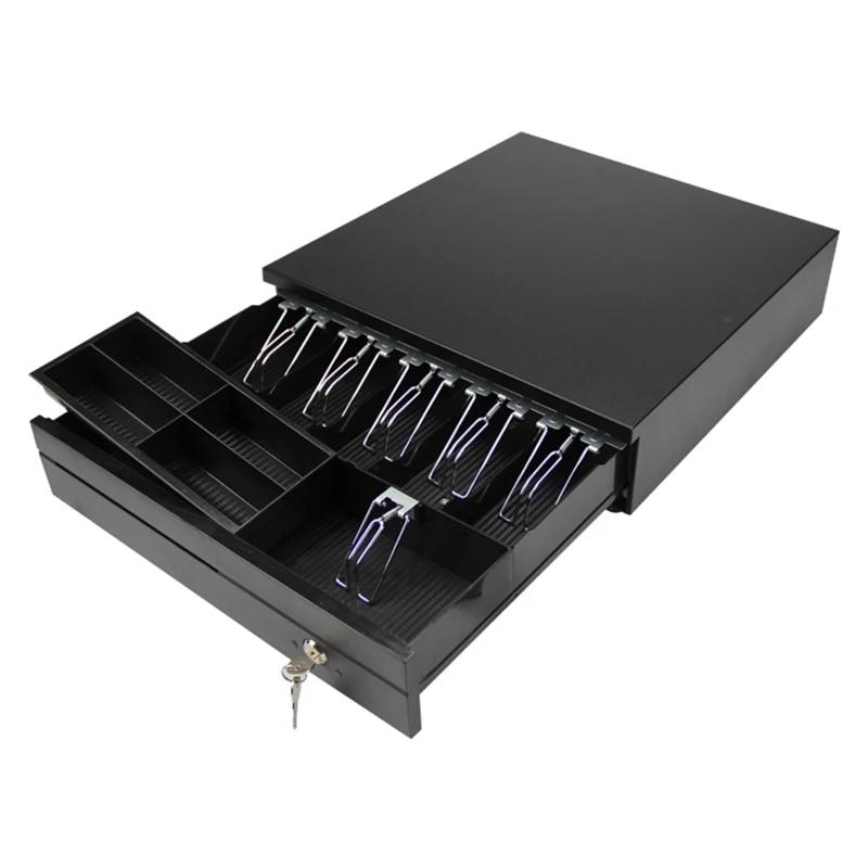 Metal Cash Register Money Drawer for POS with 4 Biil 3 Coin Cash Tray for Retail and Supermarket
