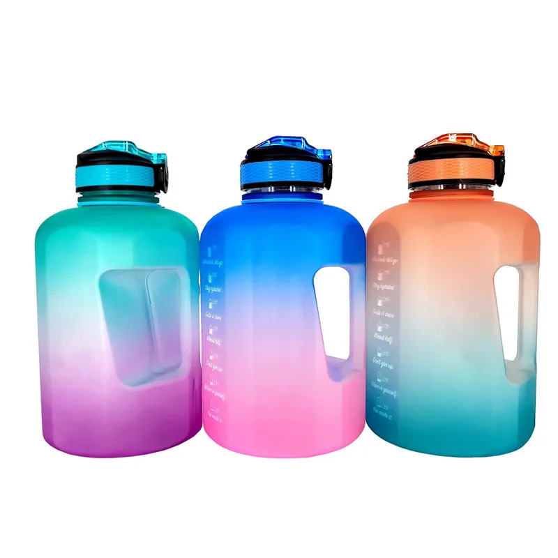 Half Gallon 64 OZ Motivational Water Bottle 2 Liter Leakproof BPA Free Tritan With Time Marker