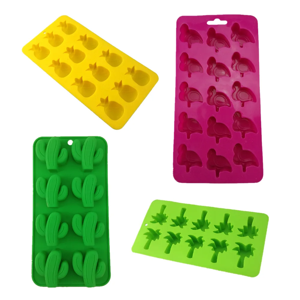 Fusimai Silicone Pineapple Flamingo Cactus Coconut Tree Ice Lattice Chocolate Mold