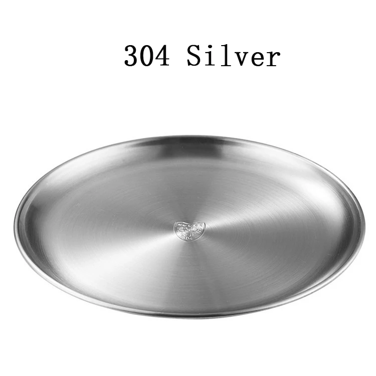 High Quality kitchen accessories Korean single-layer barbecue plate Silver Round Sauce Dishes Barbecue Dish